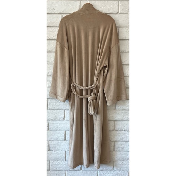 SKIMS Velour Velvet Long Robe in Honey Tan Loungewear Neutral Comfy Cozy - Picture 7 of 9